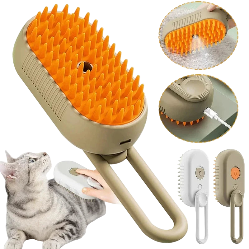 3-in-1 Electric Steam Brush & Comb for Cats and Dogs - Massage, De-shed, and Refresh with Spray功能