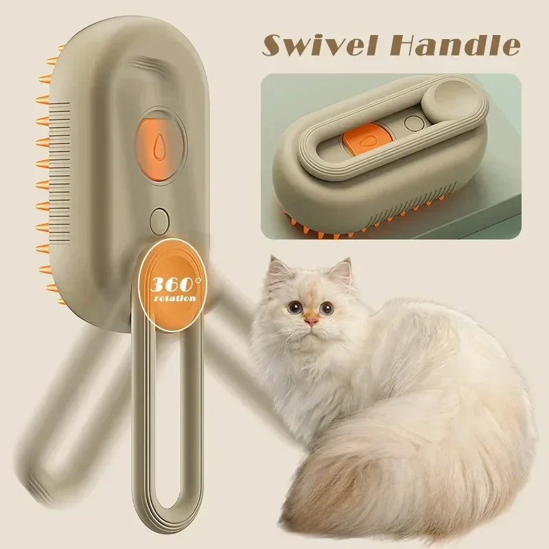 3-in-1 Electric Steam Brush & Comb for Cats and Dogs - Massage, De-shed, and Refresh with Spray功能
