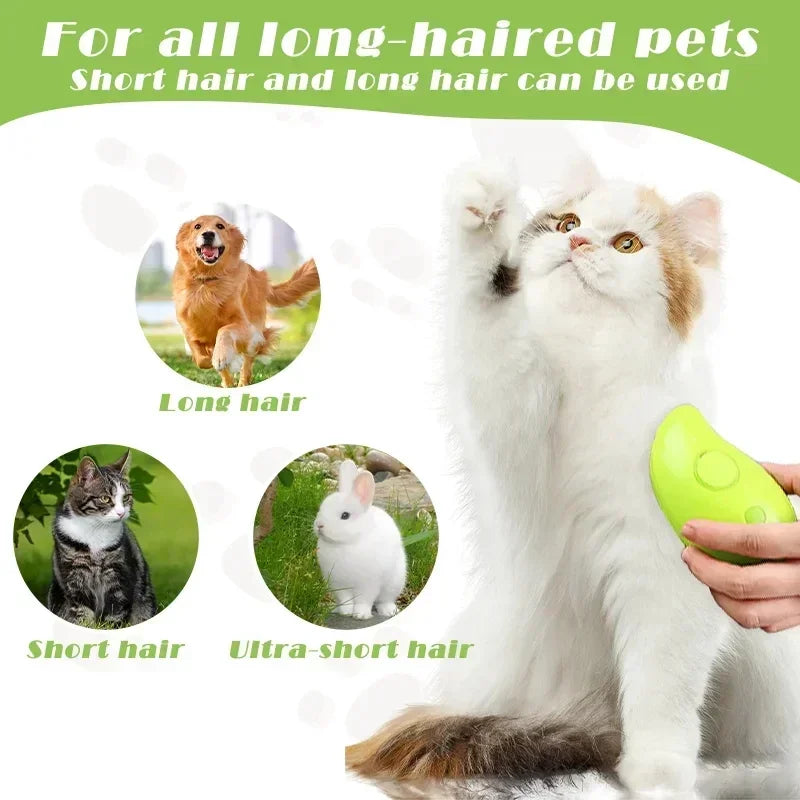 3-in-1 Electric Steam Brush & Comb for Cats and Dogs - Massage, De-shed, and Refresh with Spray功能