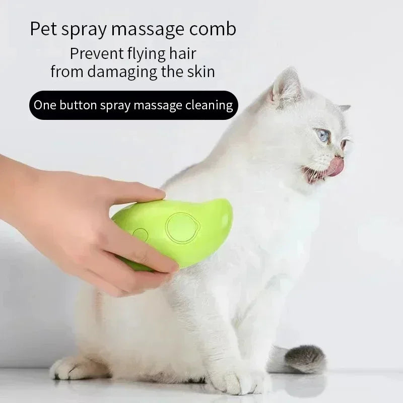 3-in-1 Electric Steam Brush & Comb for Cats and Dogs - Massage, De-shed, and Refresh with Spray功能
