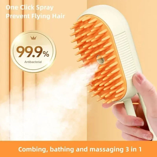 3-in-1 Electric Steam Brush & Comb for Cats and Dogs - Massage, De-shed, and Refresh with Spray功能