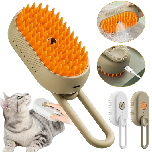 3-in-1 Electric Steam Brush & Comb for Cats and Dogs - Massage, De-shed, and Refresh with Spray功能